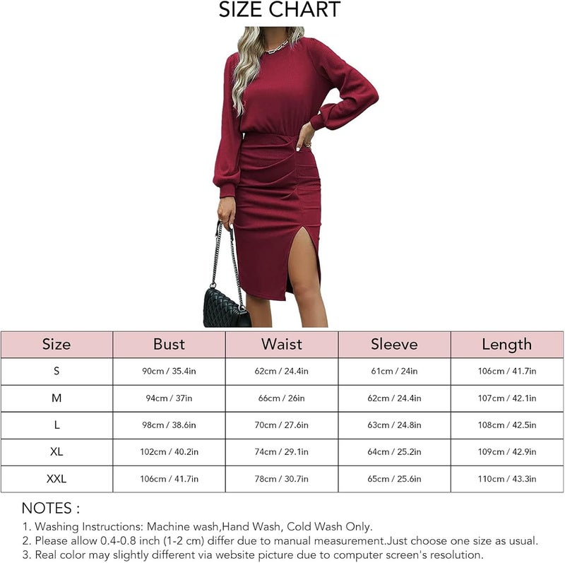 woobles Dress, womens high waist comfortable dress, solid color, breathable lantern sleeve for the night XL - Image 4